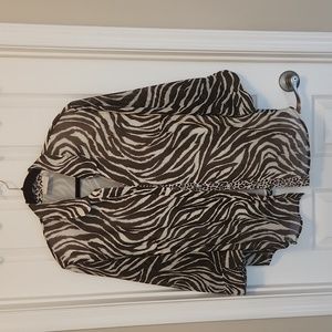 Brown and white animal print blouse